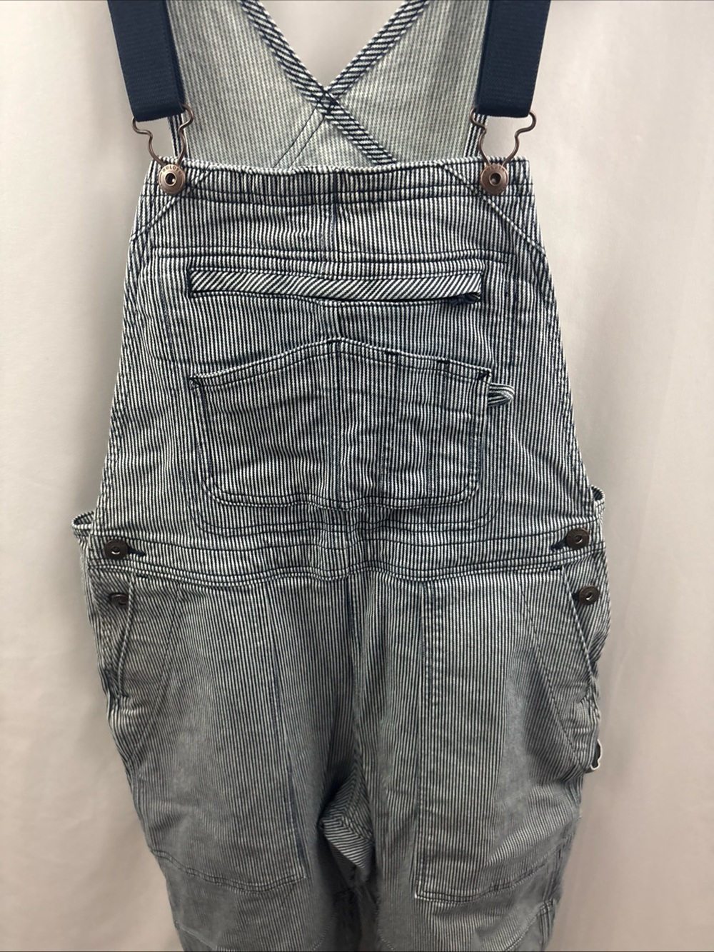 Duluth Trading Women's Hickory Blue White Striped Bib Overalls Sx31 Gardening - Picture 8 of 13